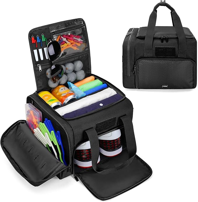 DSLEAF Small Golf Trunk Organizer Bag for Men & Women, Golf Car Locker with Bottom Shoe Space for A Pair of Shoes, Multiple