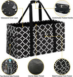GhvyenntteS Extra Large Utility Tote Bag - Stand Up Utility Tote with Metal Wire Frame & Hard Bottom Board, Reusable Grocery Bags With Handles for Storage, Picnics, Beach, Pool, Laundry, Car, Camping