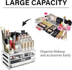 Ikee Design Acrylic Makeup Organizer with 4 Drawers and Removable Top Lipstick Holders, Ideal for Make-up or Accessories,Enha