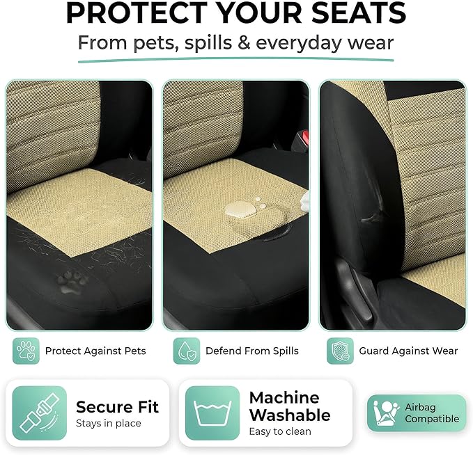 FH Group Automotive Car Seat Covers Front Set Premium 3D Air Mesh Front Seat Covers, Airbag Compatible Universal Fit Interior