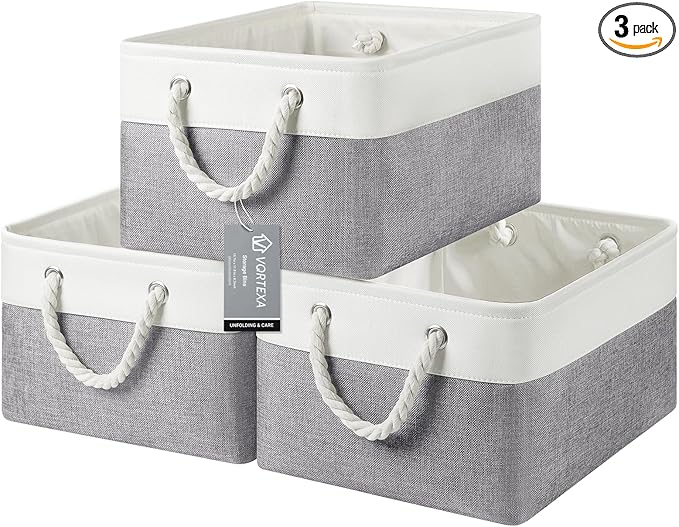 Large Storage Baskets- 15.7x11.8x8.26 inch Storage Bins for Shelves and Closet Organizing, Foldable Fabric Bin for Home Organ