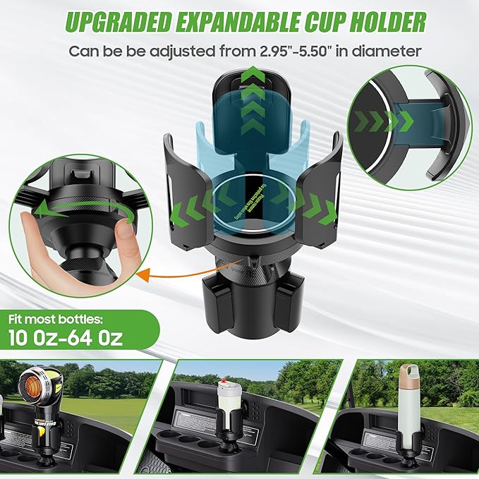10L0L 2PC Universal Golf Cart Propane Heater Cup Holder for Yamaha EZGO Club Car, Adjustable Expandable Cup Holder and Base, 