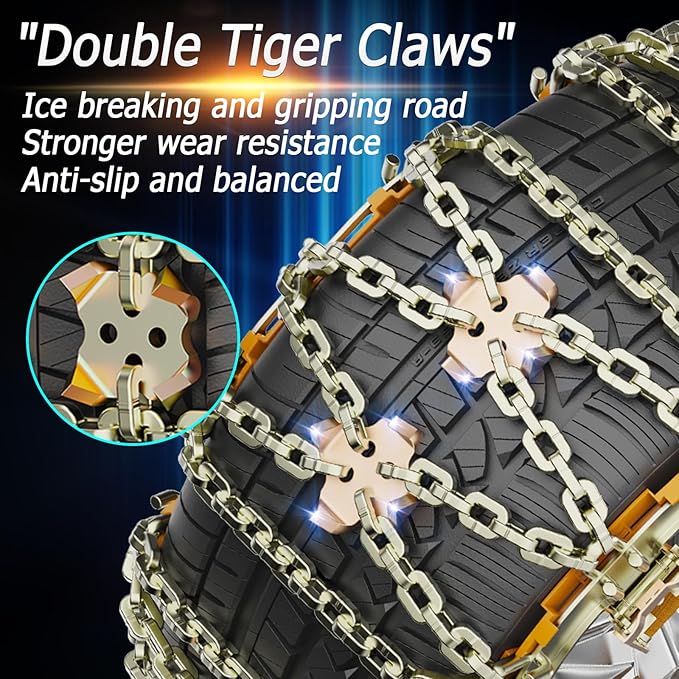 Snow Chains, Tire Chains for Car SUV Pickup Trucks, Adjustable Portable Universal Emergency Anti Skid Snow Car Tire Chains fo