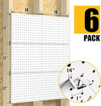 Spampur Peg Board, 6 Pack Metal Pegboard Panels White Pegboards Wall Organizer with 50 Hooks, Heavy Duty Peg Board for Walls 