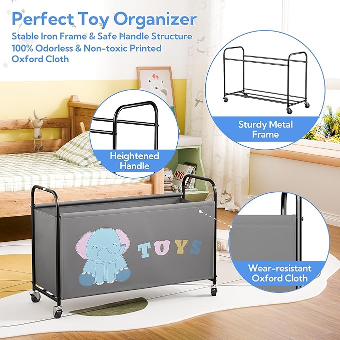 GRANNY SAYS Toy Box for Boys Girls, Extra Large Toy Chest Storage with Wheels, Metal Kids Toy Storage Organizer for Living Ro