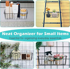 10 PCS Hanging Wire Baskets for Organizing - Hanging Metal Basket Storage with Wall Grid Panel, Rust-Resistant Iron for Kitch