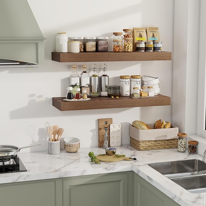36 Inch Floating Shelves, 12" Deep Floating Shelf Wall Mounted, 36" Wall Shelves, Rustic Deep Bookshelf, Extra Deeper & Thick