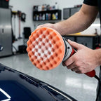 Fasmov 8 Pack 6" Buffing Polishing Pads Waffle Buffing Pads, Orange Microfiber Buffing Pads Cutting Polishing Pad, Foam Polish Pad for Car Buffer Polisher Compounding, Polishing and Waxing