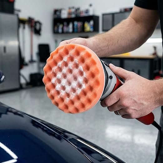 Fasmov 8 Pack 6" Buffing Polishing Pads Waffle Buffing Pads, Orange Microfiber Buffing Pads Cutting Polishing Pad, Foam Polish Pad for Car Buffer Polisher Compounding, Polishing and Waxing