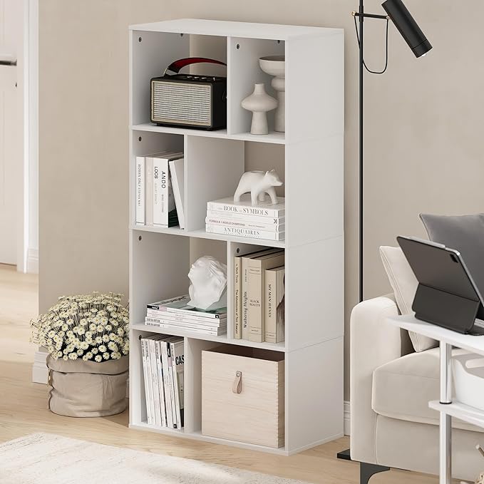 Furinno DALY Book Shelf, 8-Cube Bookshelf, Cube Storage Organizer Bookcase with Irregular Compartments, 11.7 x 23.6 x 49, for