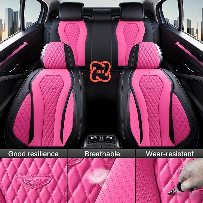 Coverado Automotive Seat Covers Front Seats, Seat Covers 2 Pack, Rose Car Seat Cover, Waterproof Auto Seat Covers, Car Seat C