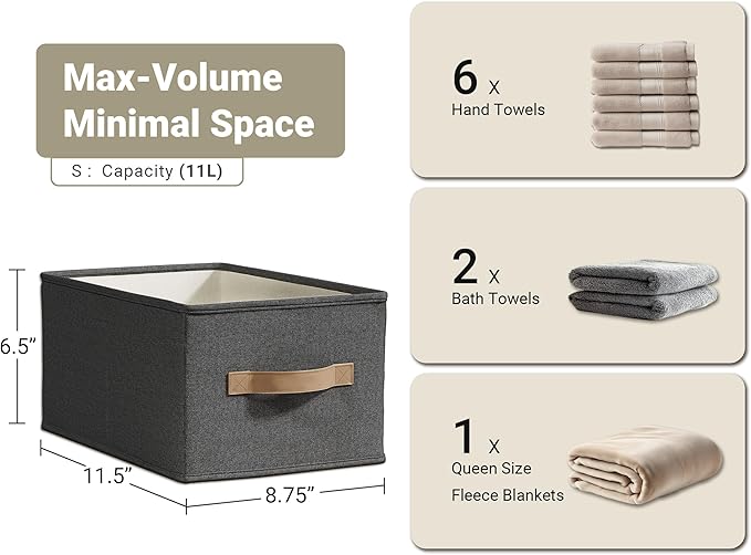 LayerSpace 3 Pack Fabric Storage Bins for Shelves | 11.5x8.75x6.5in Storage Baskets | Fabric Closet Organizers and Storage Bi