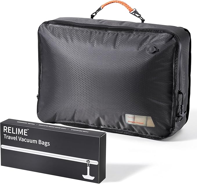 Relime Apex Series Vacuum Bags for Travel Luggage, 180° Open, Reusable Compression Bags for travel Pack, Vacuum Seal Packing 