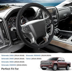 Steering Wheel Cover for Chevy Silverado 1500 2014-2018/2500 2500HD 3500 3500HD 2015-2019/ 4500HD 5500HD 6500HD 2019-2024/ Suburban Tahoe 2015-2020/ Colorado 2015-2022/ Traverse 2018-2023 Chevrolet