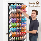 20-30 Pairs Over the Door Shoe Organizer, Transparent PVC Hanging Shoe Rack for Closet, 10-Tier Door Shoes Storage, Crystal-C