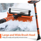 1PZ KD3-KV4 Snow Brush and Ice Scraper 3 in 1 Sturdy Snow Brush with Squeegee Windshield with Foam Grip and 360° Pivoting Brush Head Light Weight Anti-Freeze Extreme Durability for Car Truck SUV