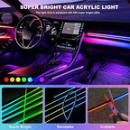 Interior Car LED Strip Lights, RGB 2 in 1 Dynamic Dreamcolor Chasing Acrylic LED Lights for Car, USB Powered Ambient Lighting Kits with Wireless APP, Sound Active Function Car Neon Lights (2 in 1)