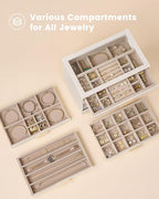 Lolalet Jewelry Box Organizer, 6-Layer Jewelry Organizers and Storage Case with Glass Lid, Ring Earring Bracelet Necklace Hol