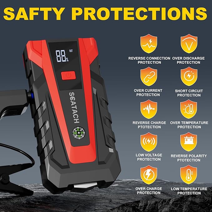 Scatach 3000A Car Battery Jump Starter,12V Jump Starter Battery Pack Portable (up to 9.0L Gasoline and 7.0L Diesel Engine),