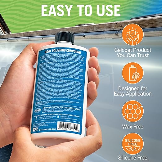 Boat Polishing Compound Gelcoat Restorer, Fiberglass Polish for Boats, Rubbing and Oxidation Remover, Faded Shiny Marine Gel Coat