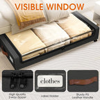 Under Bed Storage with Wheels 3Pack Storage Containers with Clear Window&Label Under Bed Drawers Rolling Under Bed Storage fo