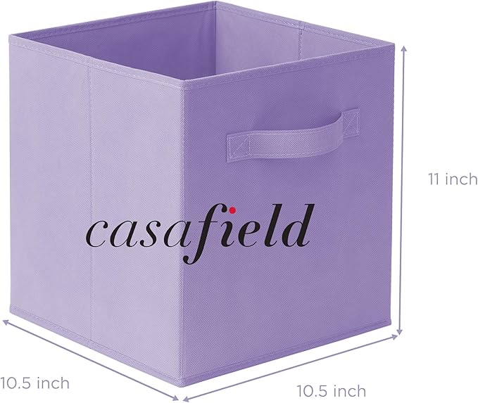 Casafield Set of 6 Collapsible Fabric Cube Storage Bins, Lavender - 11" Foldable Cloth Baskets for Shelves, Cubby Organizers 