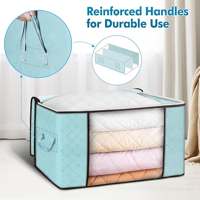 Budding Joy 90 L Large Storage Bags, 4 Pack Clothes Storage Bins Foldable Closet Organizer Storage Containers Storage and Org