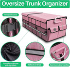 Big Car Trunk Organizer, Cargo Organizer SUV Trunk Storage Non Slip Bottom Waterproof Collapsible Durable Multi Compartments-(