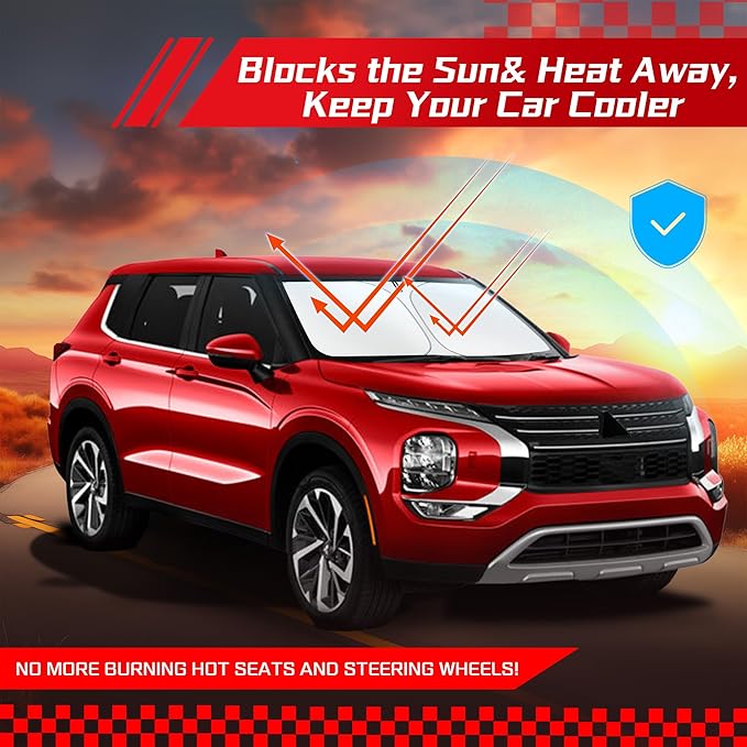 ARISMOTOR Windshield Sun Shade for Mitsubishi Outlander 2022-2025 2026, Custom Fit Foldable Front Window Sunshade Sun Visor Protector, Block UV Rays Keep Your Car Cooler