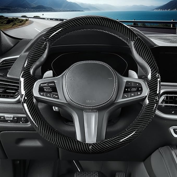 Steering Wheel Cover for BMW 3 4 Series(2021-2024) 5 Series(2020-2023) X5(2019-2020) X7(2020-2025) 328i 320i 330i 325i 528i 535i 530i M3 2 4 7 8 Series X3M X4 X6 XM M2 M4 M5 M8 Z4 i4, Glossy Black
