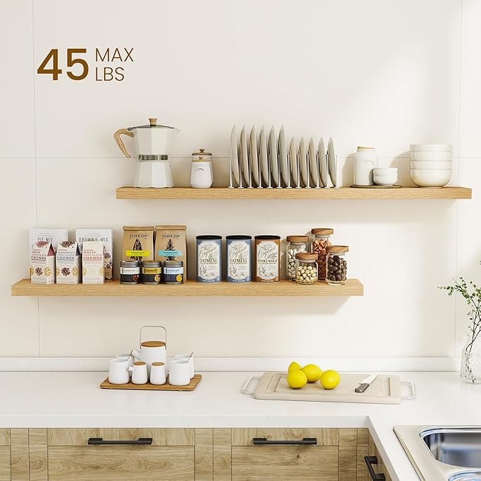 Dreamland 48Inch Floating Shelves for Wall, Rustic Wooden Storage Shelf for Living Room, Kitchen, Farmhouse, Wall Mounted Dis