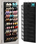 MISSLO 30 Pairs Over the Door Shoe Organizer Breathable Mesh Hanging Shoe Rack for Closet Storage with Wide Deep Pockets 10 T