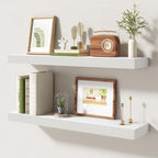 30 Inch Floating Shelves | 6.5 Inch Deep White Floating Shelves Set of 2 | 30" W x 6.5" D Rustic White Wood Wall Shelves with