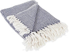 DII 100% Cotton Basket Weave Throw for Indoor/Outdoor Use Camping Bbq's Beaches Everyday Blanket, 50 x 60, Woven Stripe