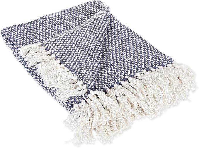 DII 100% Cotton Basket Weave Throw for Indoor/Outdoor Use Camping Bbq's Beaches Everyday Blanket, 50 x 60, Woven Stripe