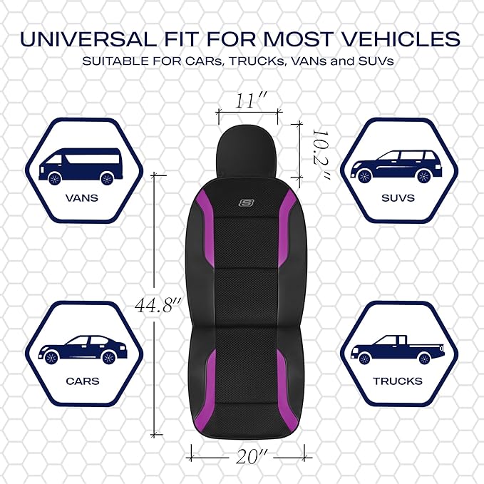 Skechers Memory Foam Car Seat Covers, Air Cool Mesh Thick Seat Covers,Car Seat Covers Front Seats,Airbag Compatible, Automoti