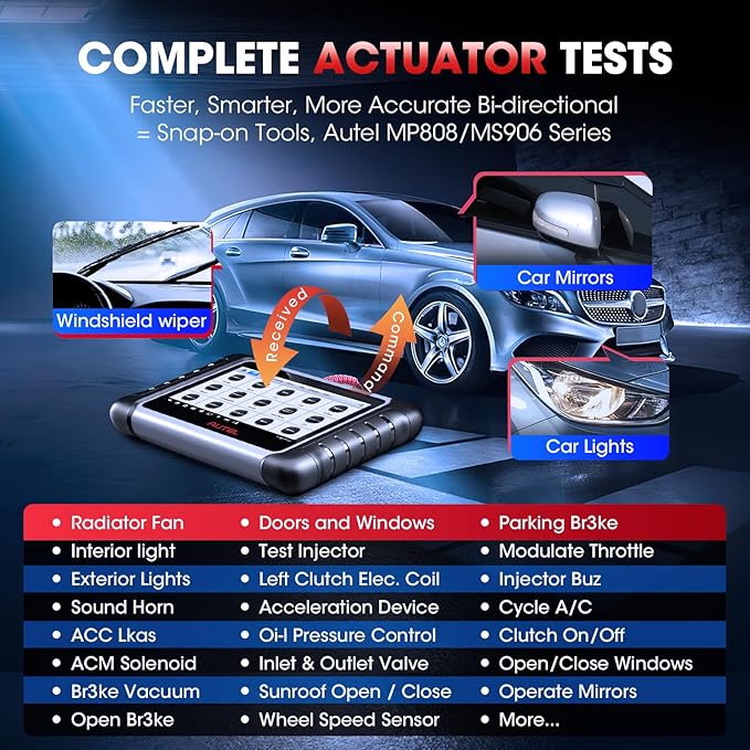 Autel Scanner MaxiCOM MK808S: 2026 Bidirectional Tool as MX808S MK808BT Pro M808Z, Work as MaxiCheck MX900 MK900BT, 28+