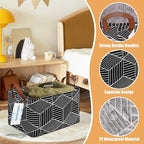 LANGYASHAN Rectangular Storage Bin Collapse Canvas Fabric Cartoon Storage Basket with Handles for Organizing Home Kitchen Boy