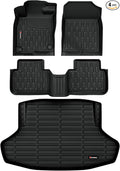 Floor Mats & Cargo Liner Fit with 11th Gen Honda Civic 2022-2025 2026 Sedan (Fits Rear Seats with or Without USB Ports), Full Set All Weather Protection 1st, 2nd Row Car Liners & Trunk Mat