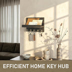 Rebee Vision Pine Wood Key Holder Wall Mount with Floating Shelf – Farmhouse Key Holder for Wall to Maximize Storage Solution