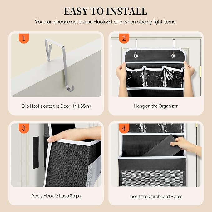 LAMU 6-Tier Over The Door Organizer, Swing - Proof Closet Door Organizer, Flexible 1 Split into 2 Over The Door Storage Organ