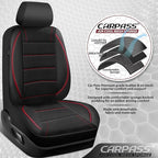 CAR PASS Mesh Leather Car Seat Covers Full Set,Breathable Mesh Faux Leather Seat Covers for Car, Universal Fit for SUV Truck Sedan Automotive, Airbag Compatible, Black and Red
