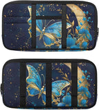 Flora Butterfly Car Sun Visor Organizer Zipper with Adjustable Straps and Multi-Pocket Pouch Storage Box with Picture Frame and Card Holder Easy Installation Universal Fit for Most Cars SUV