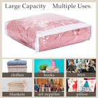 Kingdder 16 Pcs Clear Zippered Storage Bags Plastic Sweater Bags with Zipper 10 x 10 x 2.5 Inch Vinyl Sheet Organizer and Sto