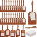 Framendino, 48 Sets Wedding Favors Luggage Tag PU Leather Travel Tags with Name ID Card for Bridal Shower Brown