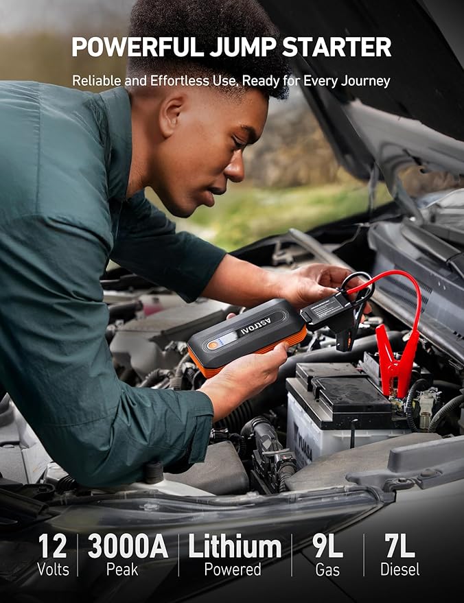 AstroAI B8 3000A Car Battery Jump Starter, 12V Jump Starter Battery Pack (up to 9.0L Gasoline and 7.0L Diesel Engine),