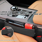 Large Capacity Car Seat Gap Filler Organizer, Leather Car Front Seat Slot Storage Box Keeps Car Tidy, Portable Car Seat Gap Filler with 2 Charge Holes for Phones Glasses Keys Cards (Black)