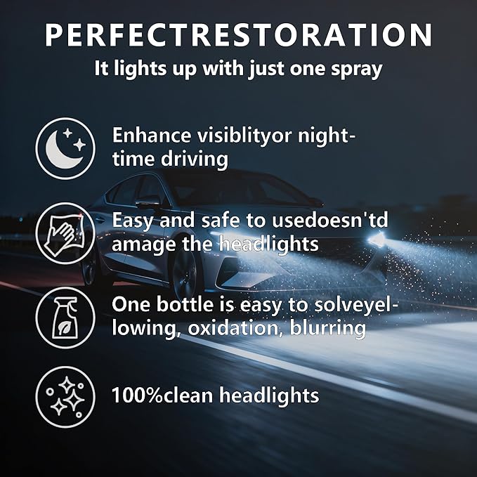 Headlight Restoration Kit - Coating Headlight Cleaner for Cars Trucks Motorcycles & RVs - Restore Yellowing Cloudy & Foggy Le