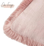 Foindtower Set of 2 Decorative Linen Fringe Throw Pillow Covers Boho Farmhouse Cushion Cover with Tassels Soft Accent Pillowc