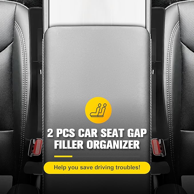 2 PCS Car Seat Gap Filler Organizer, Auto Interior Accessories Multifunctional Car Gap Fillers, Universal Car Seat Storage Organizer to Fill the Gap Space Between the Console and Seats, Black